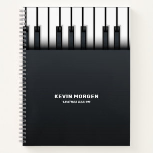 Zwart-witte piano achtergrond notitieboek