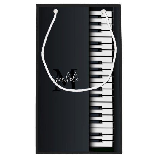 Zwart-witte piano klein cadeauzakje (Achterkant)