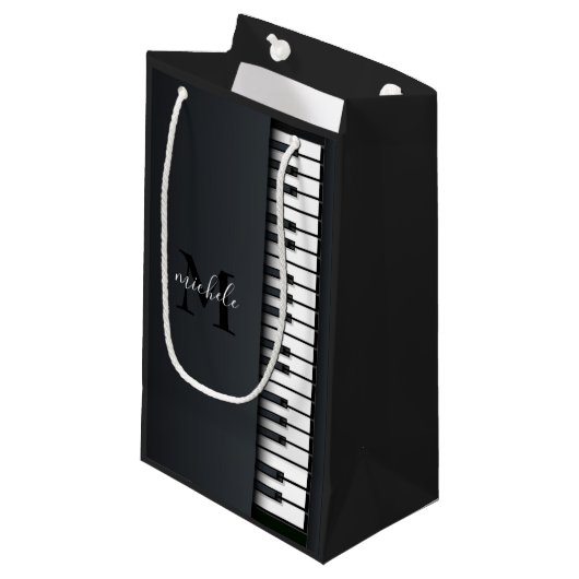 Zwart-witte piano klein cadeauzakje (Voorkant Gekanteld)