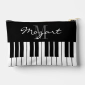 Zwart-witte piano toetsen aangepaste cosmetica tas (Achterkant)