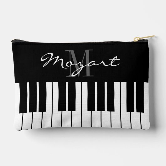 Zwart-witte piano toetsen aangepaste cosmetica tas (Achterkant)