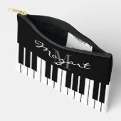 Zwart-witte piano toetsen aangepaste cosmetica tas (Open)