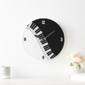 Zwart-witte piano-toetsen wandklok (Huis)