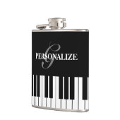 Zwart-witte pianolsleutels, aangepast monogram dri heupfles (Links)