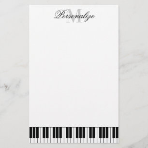Zwart-witte pianosleutels, aangepaste naam monogra briefpapier