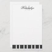 Zwart-witte pianosleutels, aangepaste naam monogra briefpapier (Voorkant / Achterkant)