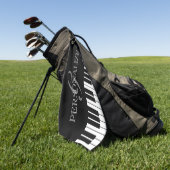 Zwart-witte pianosleutels, aangepaste naam monogra golfhanddoek (Groen)