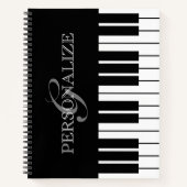 Zwart-witte pianosleutels, aangepaste naam monogra notitieboek (Voorkant)