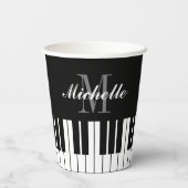 Zwart-witte pianotoetsen, aangepaste papierfeestbe papieren bekers (Achterkant)