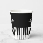Zwart-witte pianotoetsen, aangepaste papierfeestbe papieren bekers (Links)