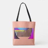 Zwart-witte pianotoetsen perzik   tote bag (Achterkant)