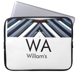 Zwart witte pianotoetsen voeg naam initiële letter laptop sleeve
