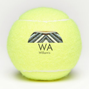 Zwart witte pianotoetsen voeg naam initiële letter tennisballen