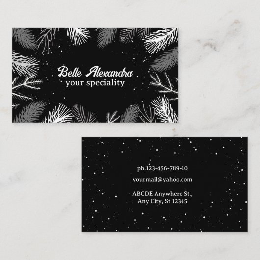 Zwart-witte pijnboombladeren Visitekaartje (Voorkant / Achterkant)