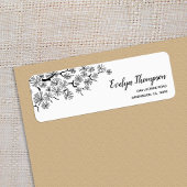 Zwart-witte pine Tak Retouradreslabels Etiket