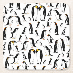 Zwart-witte pinguïn Patroon Kartonnen Onderzetters