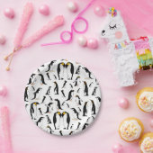 Zwart-witte pinguïn Patroon Papieren Bordje (Feest)