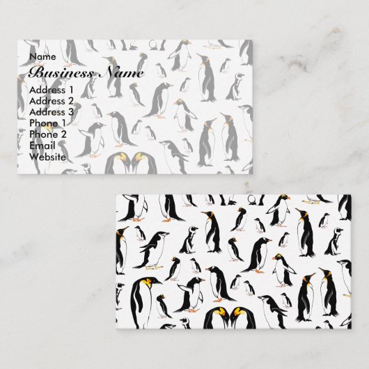 Zwart-witte pinguïn Patroon Visitekaartje (Voorkant / Achterkant)