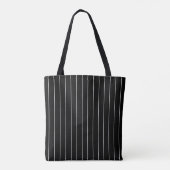 Zwart Witte Pinstripe Verticale Streep Halloween Tote Bag (Achterkant)