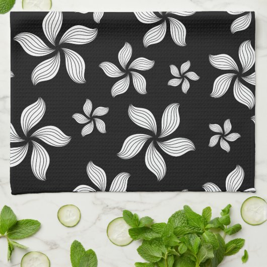 Zwart-witte pinwheels theedoek (Gevouwen)