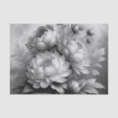 Zwart Witte Pioen Bloemendecoupage Tissuepapier (Voorkant)