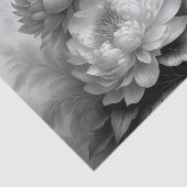 Zwart Witte Pioen Bloemendecoupage Tissuepapier (Detail)