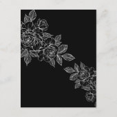 Zwart-witte Pioen Huwelijksbijlagekaart Informatiekaartje (Achterkant)