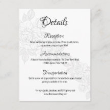 Zwart-witte Pioen Huwelijksbijlagekaart