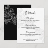 Zwart-witte pioen trouw inclusiekaart informatiekaartje (Voorkant / Achterkant)