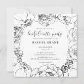 Zwart-witte pioenen Bachelorette Party Kaart (Voorkant)