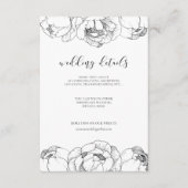 Zwart-witte pioenen trouwgegevens kaart (Voorkant)