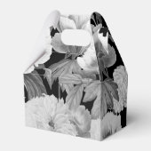 Zwart & Witte Pioenen Waterverf Bloemen Bedankdoosjes (Achterkant)