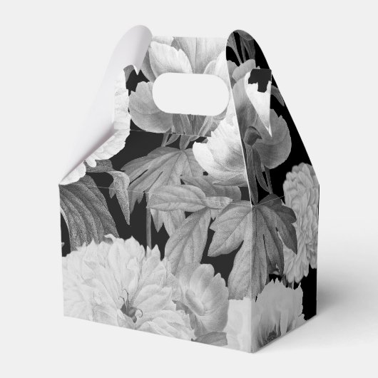 Zwart & Witte Pioenen Waterverf Bloemen Bedankdoosjes (Achterkant)