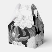 Zwart & Witte Pioenen Waterverf Bloemen Bedankdoosjes (Voorkant Zijde)