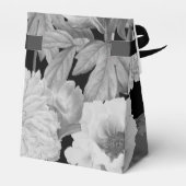 Zwart & Witte Pioenen Waterverf Bloemen Bedankdoosjes (Achterkant)