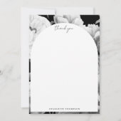 Zwart & Witte Pioenen Waterverf Bloemen Bedankkaart (Voorkant)