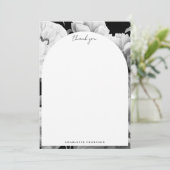 Zwart & Witte Pioenen Waterverf Bloemen Bedankkaart (Staand voorkant)