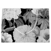 Zwart & Witte Pioenen Waterverf Bloemen Groot Cadeauzakje (Voorkant)