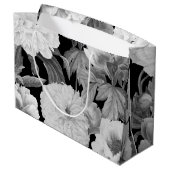 Zwart & Witte Pioenen Waterverf Bloemen Groot Cadeauzakje (Achterkant Gekanteld)