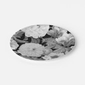 Zwart & Witte Pioenen Waterverf Bloemen Papieren Bordje (Gekanteld)