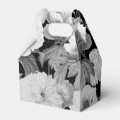 Zwart & Witte Pioenrozen Waterverf Bloemige Trouw Bedankdoosjes (Achterkant)