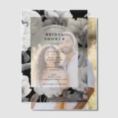 Zwart Witte Pioenrozen Waterverf Bruiloftsdouche Vellum Uitnodigingen (Offset (Koppel))