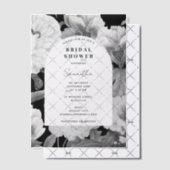 Zwart Witte Pioenrozen Waterverf Bruiloftsdouche Vellum Uitnodigingen (Offset (Uitnodiging))