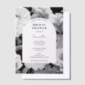 Zwart Witte Pioenrozen Waterverf Bruiloftsfeest Vellum Uitnodigingen (Offset)