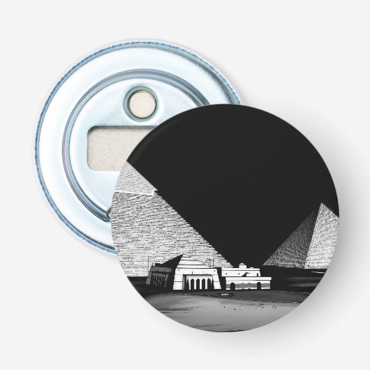 Zwart-witte piramides button flesopener (Voorkant)