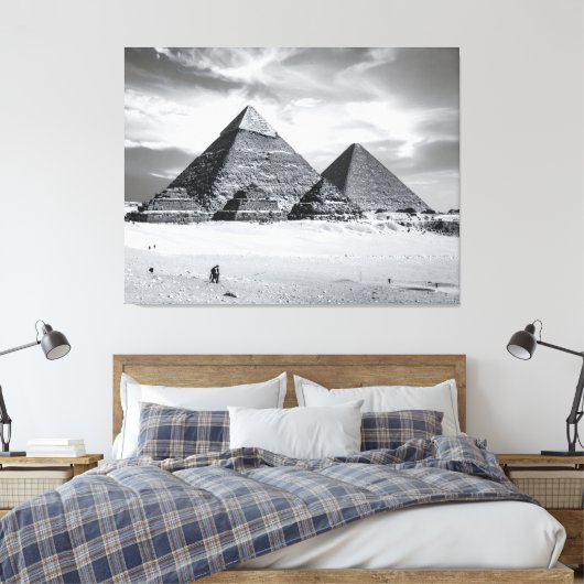 Zwart-witte piramides canvas afdruk (Insitu (Slaapkamer))