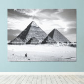 Zwart-witte piramides canvas afdruk (Insitu (Houten vloer))