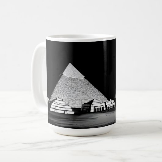 Zwart-witte piramides koffiemok (Voorkant links)