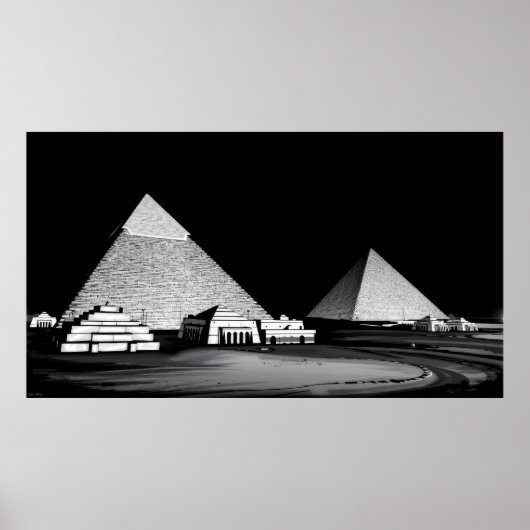 Zwart-witte piramides poster (Voorkant)