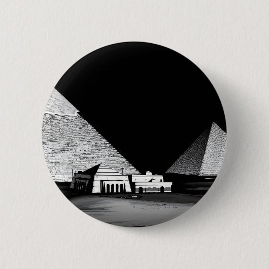 Zwart-witte piramides ronde button 5,7 cm (Voorkant)